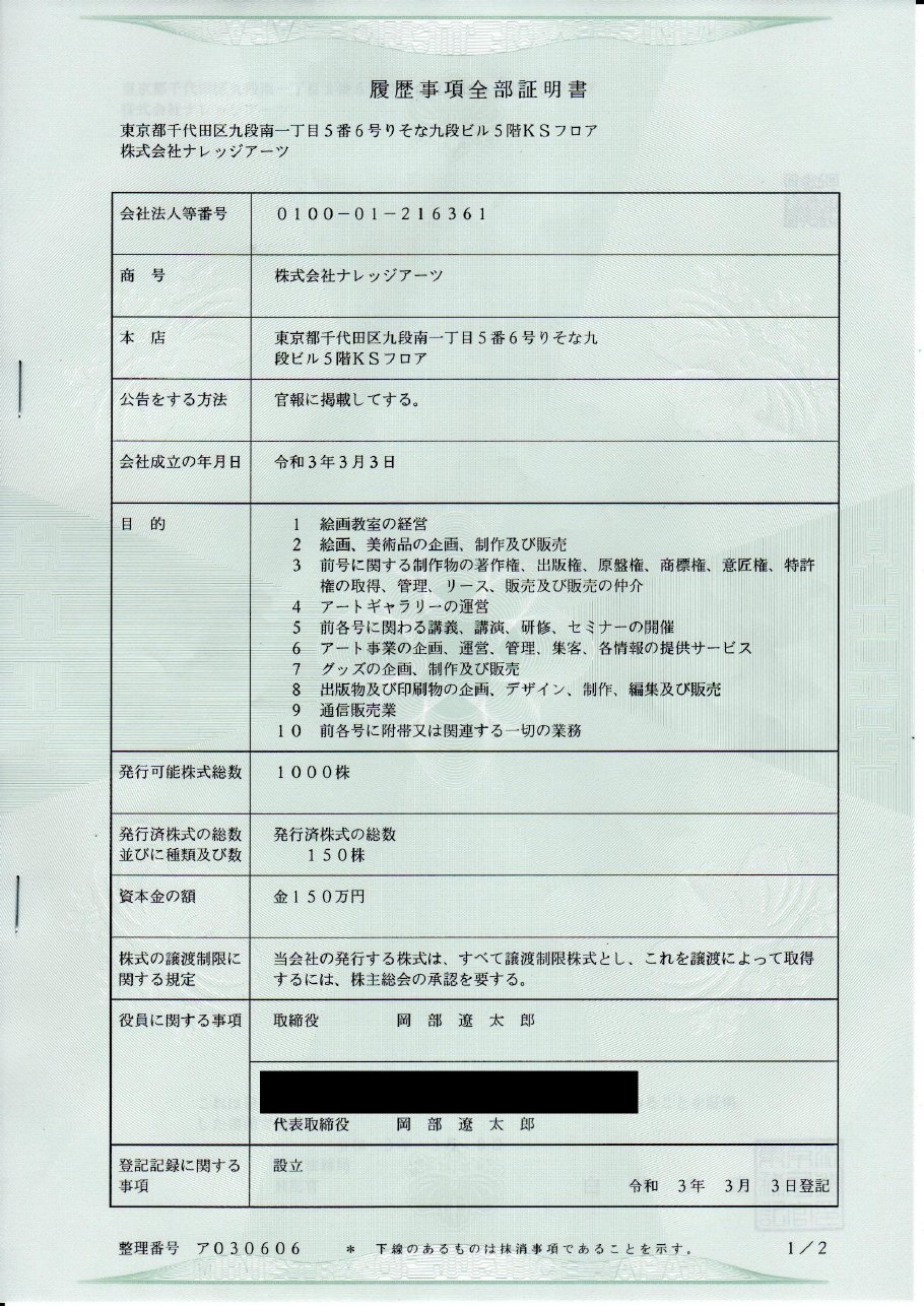 株式会社ナレッジアーツの謄本